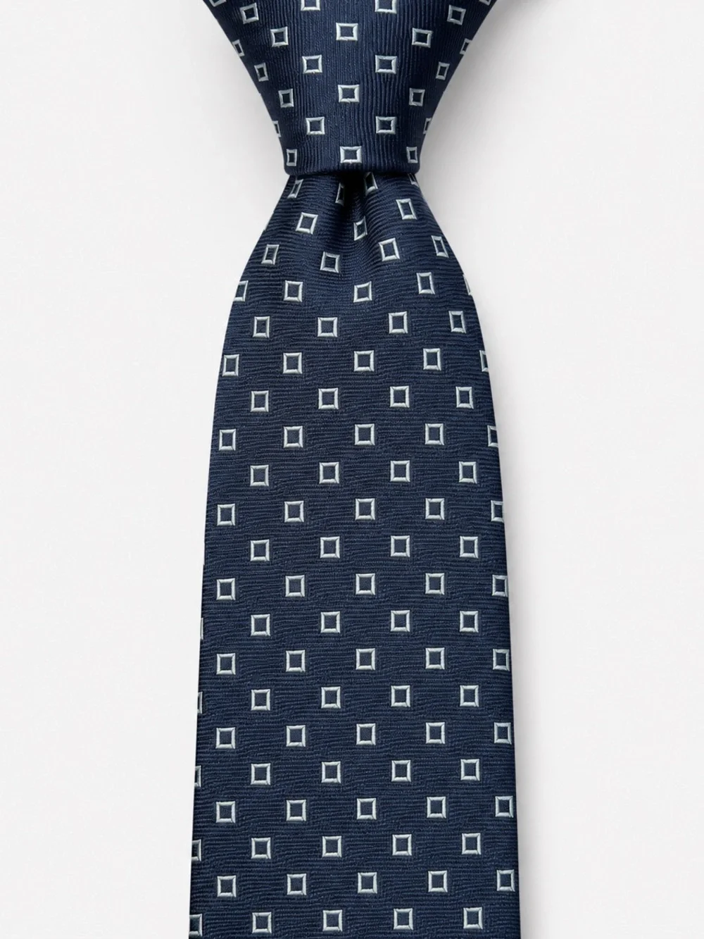 Polo Ralph Lauren Vintage Navy Silk Necktie Gray Geometric Square Print USA Made